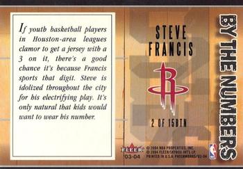 2003-04 Fleer Patchworks - By The Numbers #2BTN Steve Francis Back