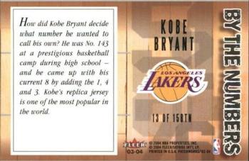 2003-04 Fleer Patchworks - By The Numbers #13BTN Kobe Bryant Back
