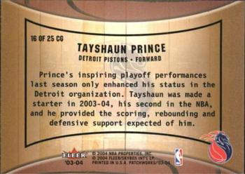 2003-04 Fleer Patchworks - Courting Greatness #16 CG Tayshaun Prince Back