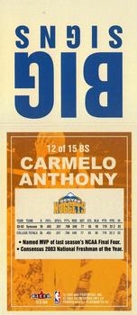 2003-04 Fleer Platinum - Big Signs #12 BS Carmelo Anthony Back