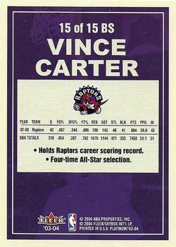 2003-04 Fleer Platinum - Big Signs #15 BS Vince Carter Back