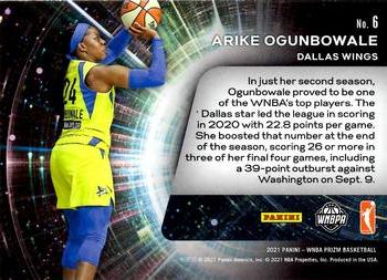 2021 Panini Prizm WNBA - Far Out #6 Arike Ogunbowale Back