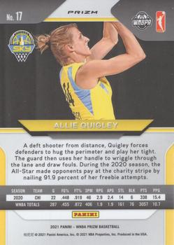 2021 Panini Prizm WNBA - Prizms Green #17 Allie Quigley Back