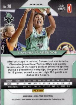 2021 Panini Prizm WNBA - Prizms Green #20 Layshia Clarendon Back