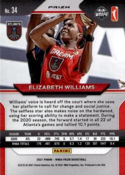 2021 Panini Prizm WNBA - Prizms Green #34 Elizabeth Williams Back