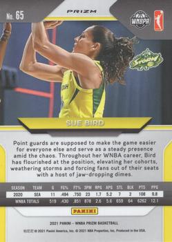 2021 Panini Prizm WNBA - Prizms Green #65 Sue Bird Back
