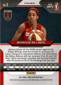 2021 Panini Prizm WNBA - Prizms Hyper #5 Monique Billings Back