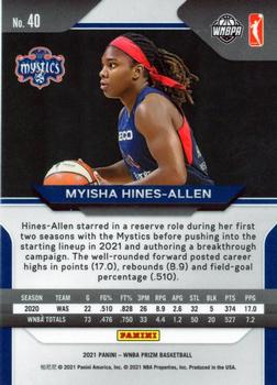 2021 Panini Prizm WNBA - Prizms Hyper #40 Myisha Hines-Allen Back