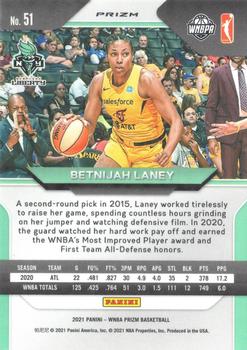 2021 Panini Prizm WNBA - Prizms Hyper #51 Betnijah Laney Back