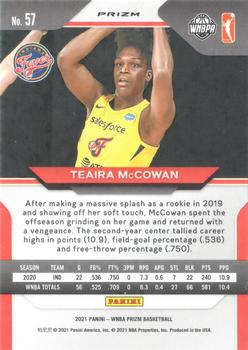 2021 Panini Prizm WNBA - Prizms Hyper #57 Teaira McCowan Back