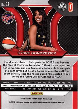 2021 Panini Prizm WNBA - Prizms Hyper #92 Kysre Gondrezick Back
