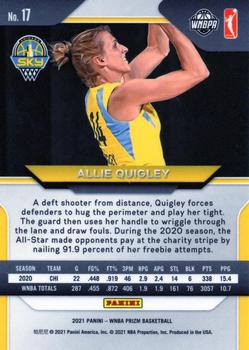 2021 Panini Prizm WNBA - Prizms Ice #17 Allie Quigley Back