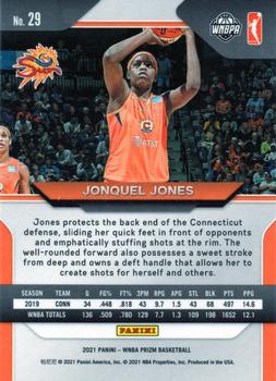 2021 Panini Prizm WNBA - Prizms Ice #29 Jonquel Jones Back