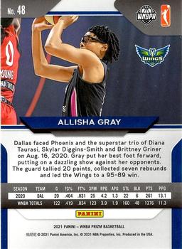 2021 Panini Prizm WNBA - Prizms Ice #48 Allisha Gray Back
