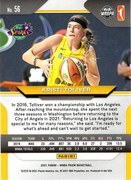 2021 Panini Prizm WNBA - Prizms Ice #56 Kristi Toliver Back