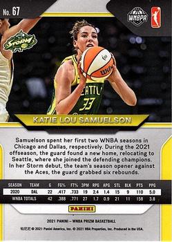 2021 Panini Prizm WNBA - Prizms Ice #67 Katie Lou Samuelson Back