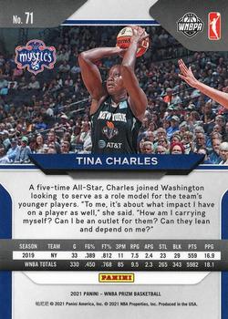 2021 Panini Prizm WNBA - Prizms Ice #71 Tina Charles Back