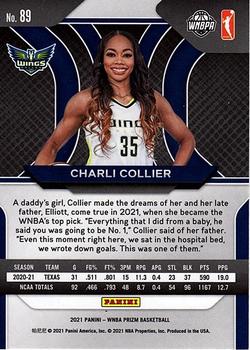 2021 Panini Prizm WNBA - Prizms Ice #89 Charli Collier Back