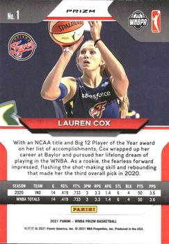 2021 Panini Prizm WNBA - Prizms Ruby Wave #1 Lauren Cox Back