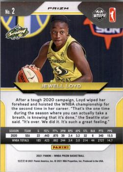 2021 Panini Prizm WNBA - Prizms Ruby Wave #2 Jewell Loyd Back