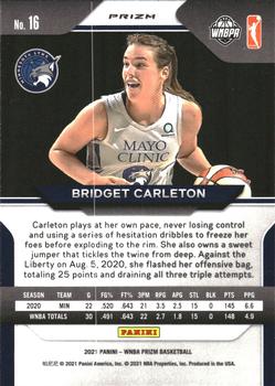2021 Panini Prizm WNBA - Prizms Ruby Wave #16 Bridget Carleton Back
