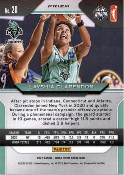 2021 Panini Prizm WNBA - Prizms Ruby Wave #20 Layshia Clarendon Back