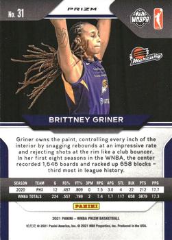 2021 Panini Prizm WNBA - Prizms Ruby Wave #31 Brittney Griner Back
