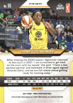 2021 Panini Prizm WNBA - Prizms Ruby Wave #55 Chiney Ogwumike Back