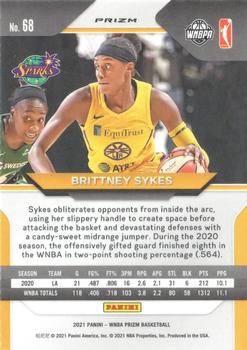 2021 Panini Prizm WNBA - Prizms Ruby Wave #68 Brittney Sykes Back