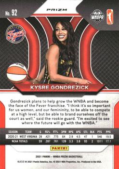 2021 Panini Prizm WNBA - Prizms Ruby Wave #92 Kysre Gondrezick Back