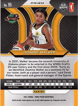 2021 Panini Prizm WNBA - Prizms Ruby Wave #95 Jasmine Walker Back