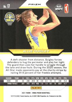 2021 Panini Prizm WNBA - Prizms Silver #17 Allie Quigley Back