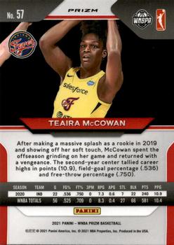 2021 Panini Prizm WNBA - Prizms Silver #57 Teaira McCowan Back