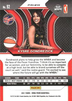 2021 Panini Prizm WNBA - Prizms Silver #92 Kysre Gondrezick Back