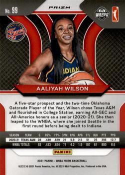 2021 Panini Prizm WNBA - Prizms Silver #99 Aaliyah Wilson Back