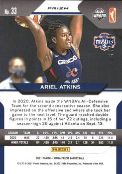 2021 Panini Prizm WNBA - Prizms Blue #33 Ariel Atkins Back