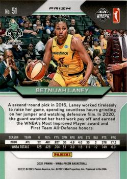 2021 Panini Prizm WNBA - Prizms Blue #51 Betnijah Laney Back