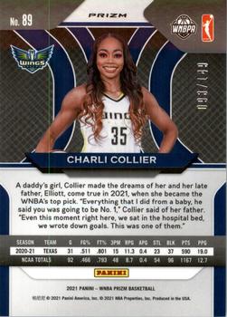 2021 Panini Prizm WNBA - Prizms Blue #89 Charli Collier Back