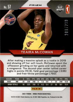 2021 Panini Prizm WNBA - Prizms Red #57 Teaira McCowan Back