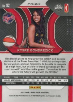 2021 Panini Prizm WNBA - Prizms Red #92 Kysre Gondrezick Back