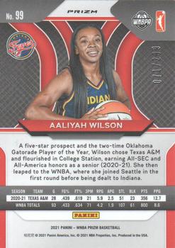 2021 Panini Prizm WNBA - Prizms Red #99 Aaliyah Wilson Back