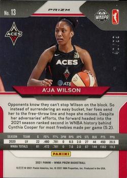 2021 Panini Prizm WNBA - Prizms Purple #13 A'ja Wilson Back