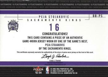2003-04 Fleer Showcase - Basketball's Best Memorabilia #BB-PS Peja Stojakovic Back