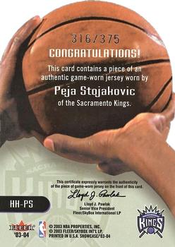 2003-04 Fleer Showcase - Hot Hands Game-Used #HH-PS Peja Stojakovic Back
