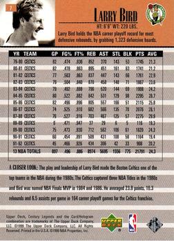 1998-99 Upper Deck Century Legends #7 Larry Bird Back
