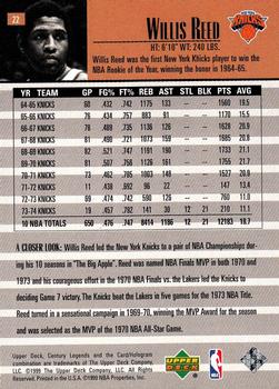 1998-99 Upper Deck Century Legends #22 Willis Reed Back