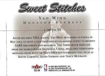 2003-04 Fleer Showcase - Sweet Stitch #1 SS Yao Ming Back