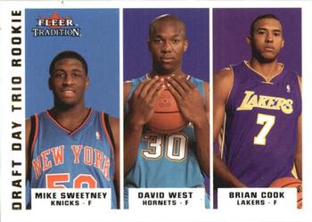 2003-04 Fleer Tradition - Draft Day Rookie #294 Mike Sweetney / David West / Brian Cook Front