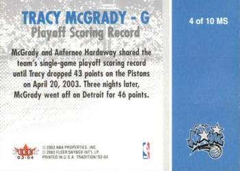 2003-04 Fleer Tradition - Milestones #4 MS Tracy McGrady Back