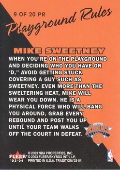 2003-04 Fleer Tradition - Playground Rules #9 PR Mike Sweetney Back